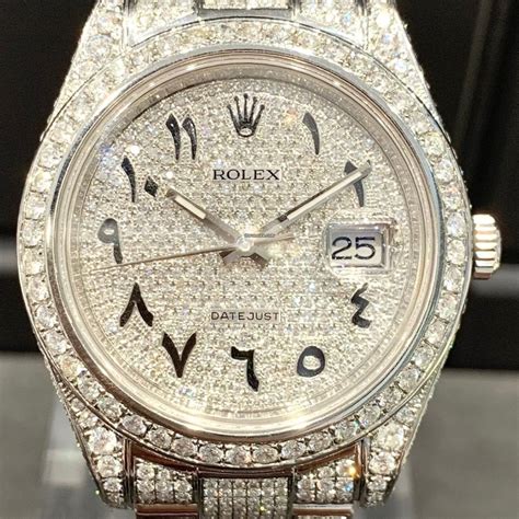 fake iced rolex|iced out rolex arabic dial.